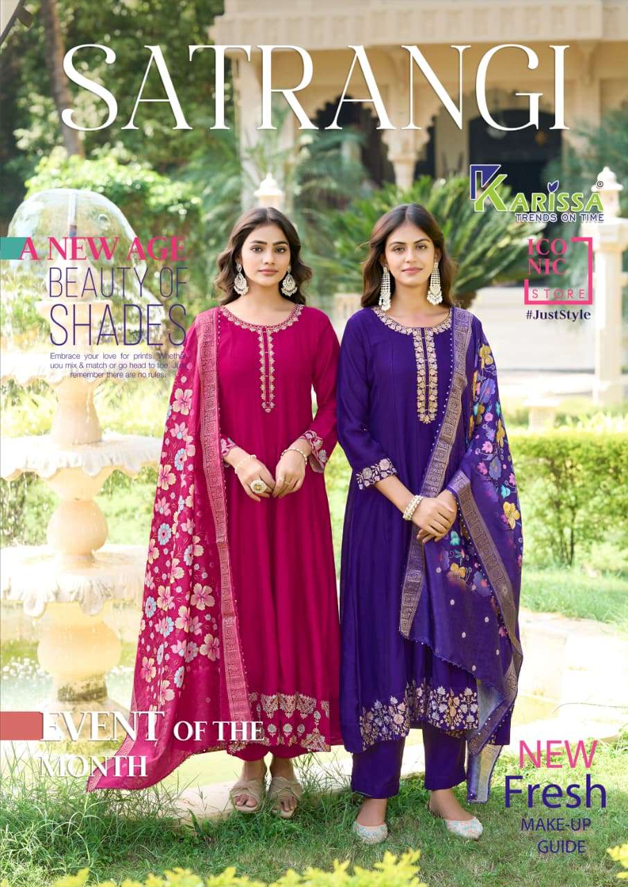 KARISSA SATRANGI 1001 TO 1004 SERIES VICHITRA SILK HANDWORK DRESSES-00014