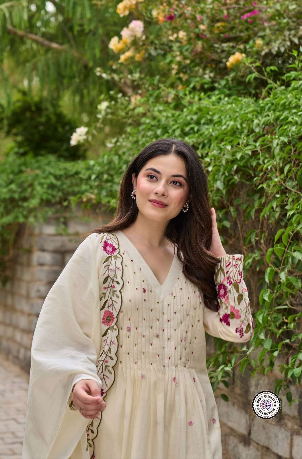 KF-1114 BY ASLIWHOLESALE DESIGNER PURE CHANDERI SILK EMBROIDERY DRESSES-00096