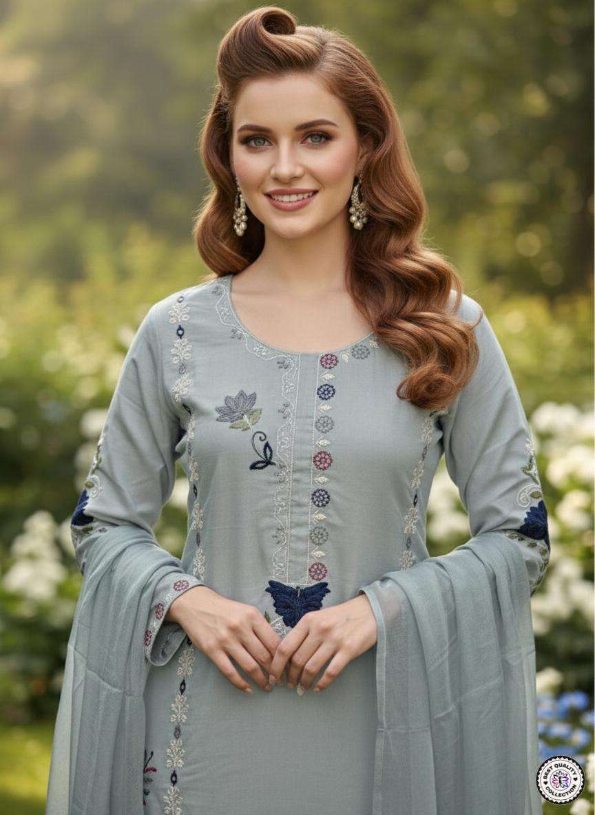 KF-1117 BY ASLIWHOLESALE CHANDERI SILK STITCHED PUNJABI DRESSES - 00096