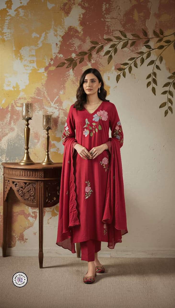 KF-1122 BY ASLIWHOLESALE CHANDERI SILK STITCHED PUNJABI DRESSES-00096