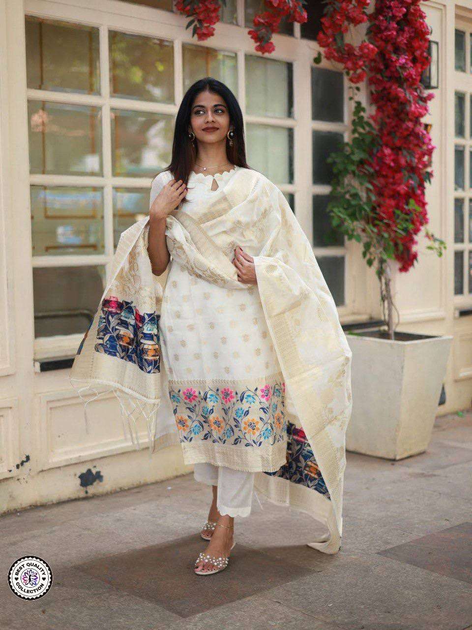 KF-4095 BY ASLIWHOLESALE DESIGNER PURE VISCOSE JACQUARD EMBROIDERY DRESSES-00096