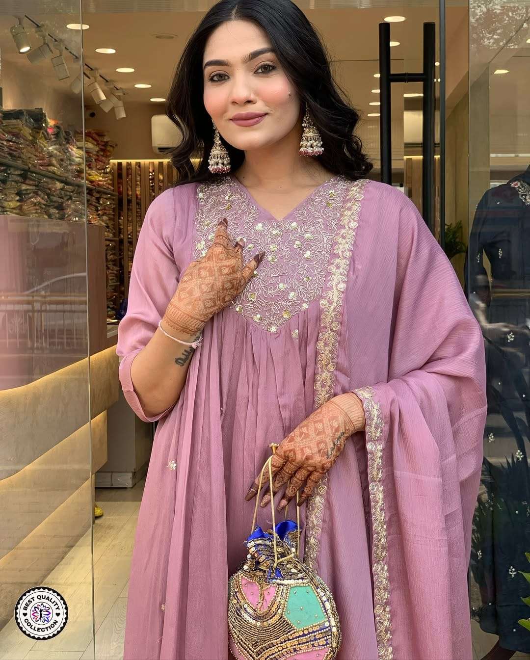 KF-4096 BY ASLIWHOLESALE EMBROIDERY CHINON SALWAR SUIT - 00096