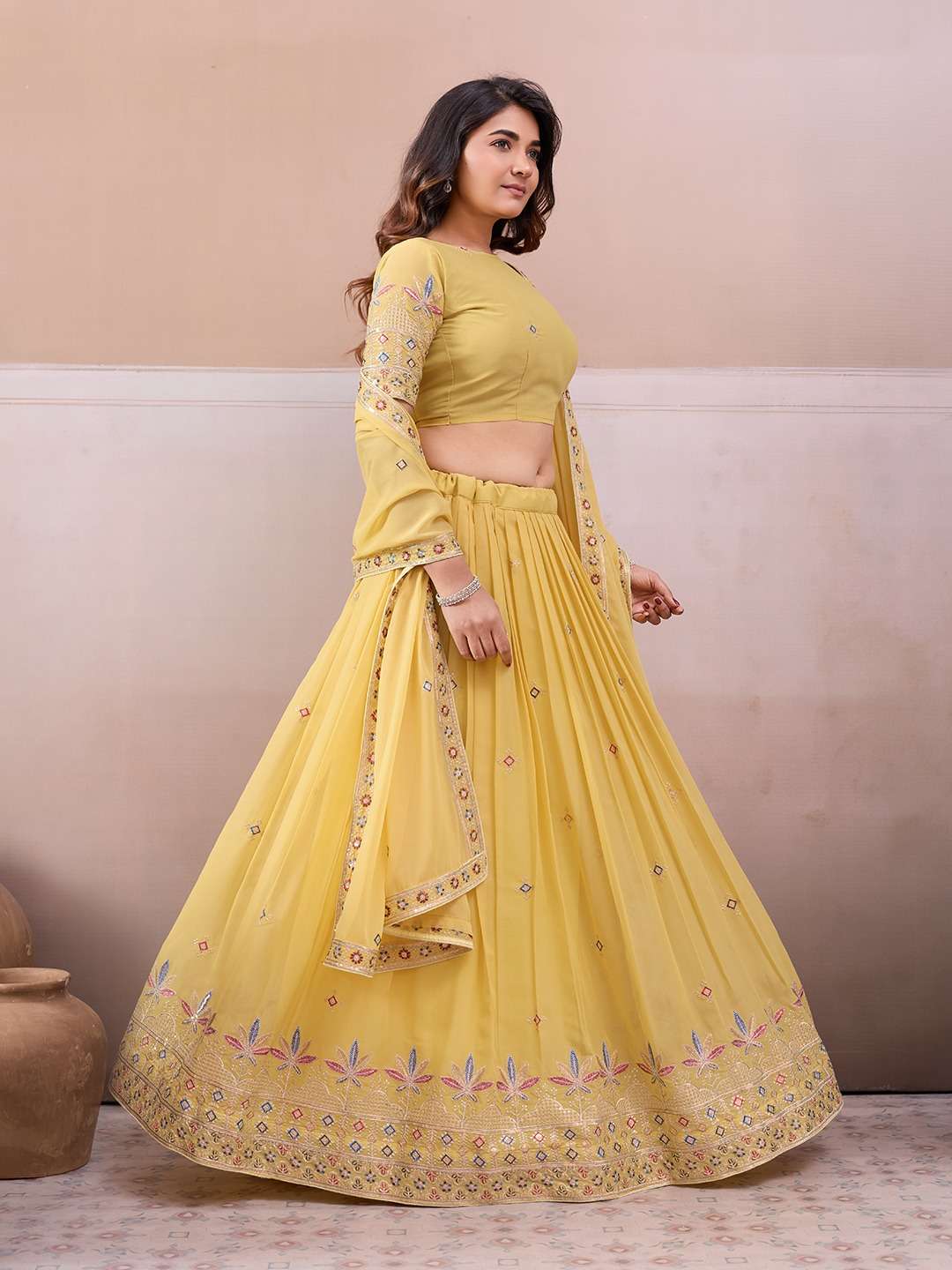 KRUPA BY ASLIWHOLESALE DESIGNER GEORGETTE EMBROIDERY LEHENGAS -00066