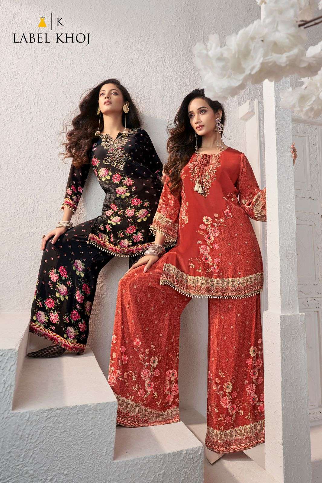LABEL KHOJ KENNA 10297 TO 10302 SERIES CREPE HANDWORK EMBROIDERY CO-ORD SET-00298