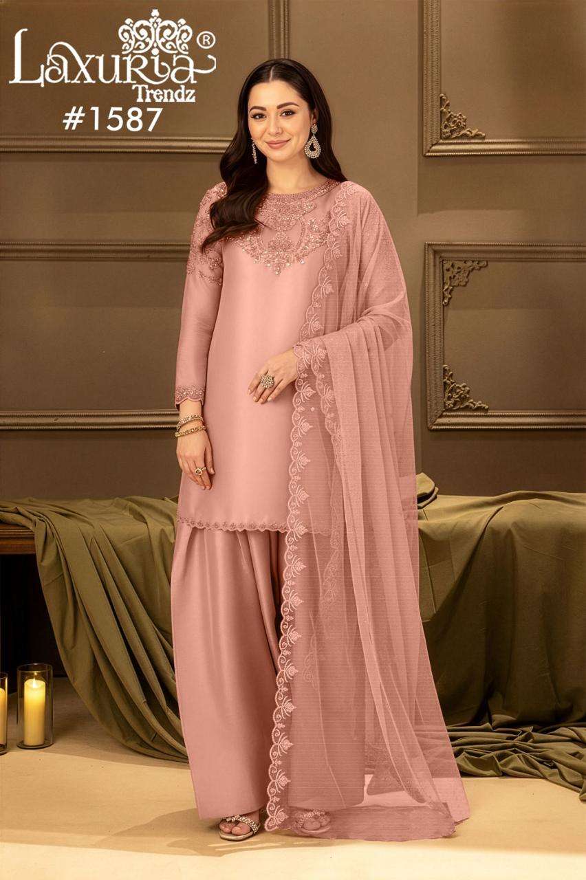LAXURIA 1587 SATIN EMBROIDERY PAKISATNI DRESSES-00005