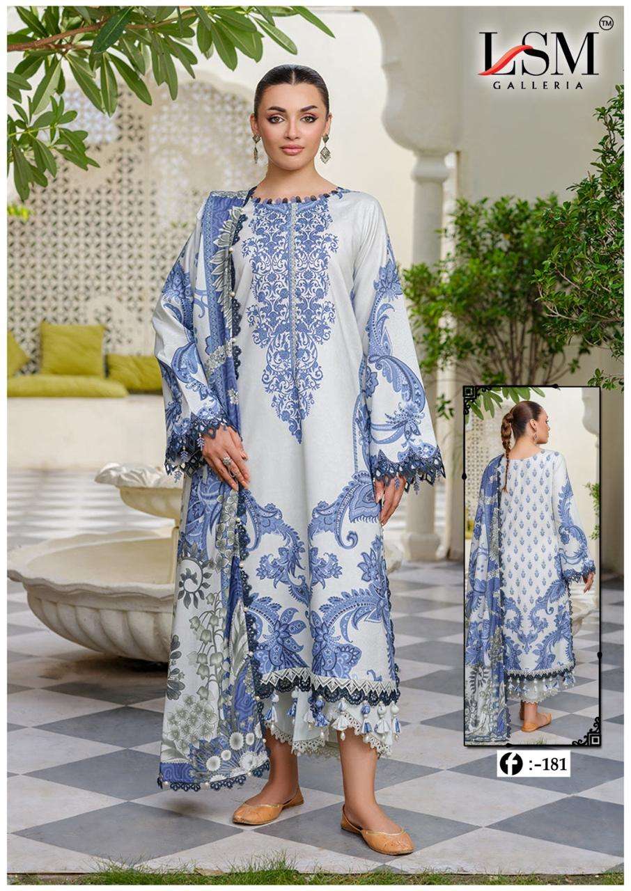 LSM GALLERIA FIRDOUS QUEEN VOL-18 181 TO 186 SERIES COTTON PRINTED DRESSES-00201