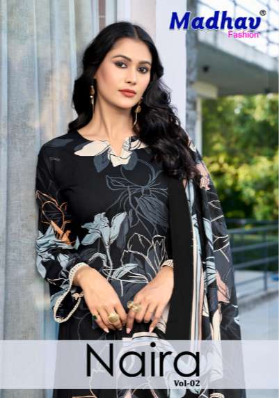MADHAV FASHION NAIRA VOL-02 2001 TO 2005 SERIES RAYON PRINTED DRESSES-00062