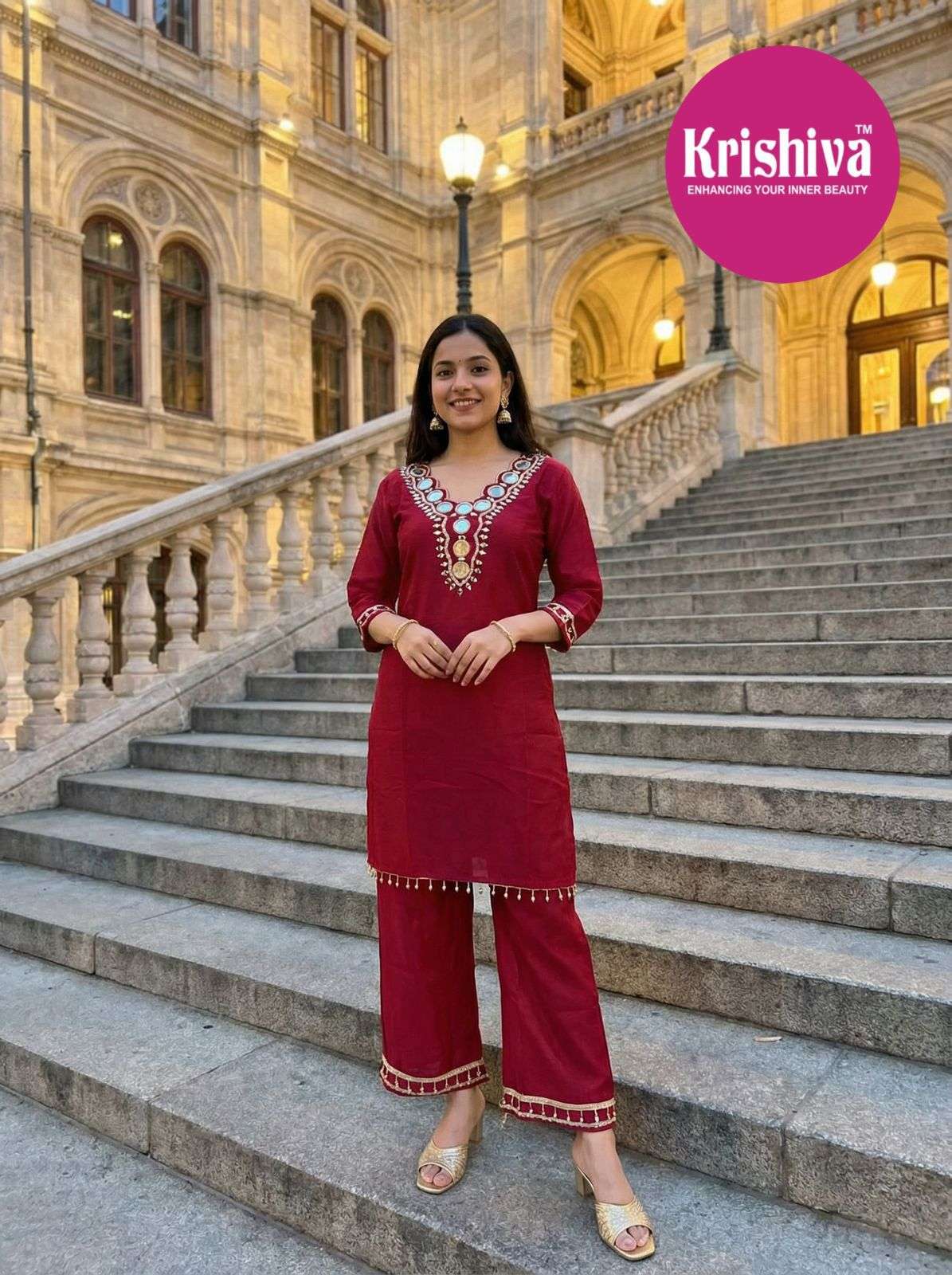 MAHER BY ASLIWHOLESALE DESIGNER ROMAN SILK CO-ORD SET-00014