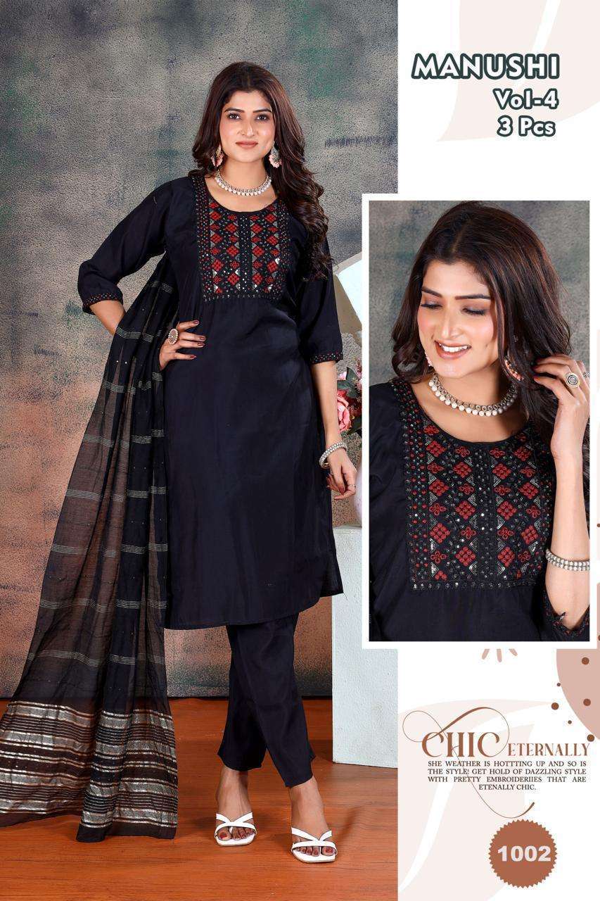 MANUSHI BY ASLIWHOLESALE ROMAN SILK EMBROIDERY STITCHED SUIT SET-00320