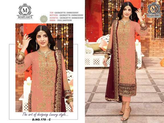  MARYAM’S - 179 HEAVY EMBROIDERY FAUX GEORGETTE PAKISTANI DRESSES-00022