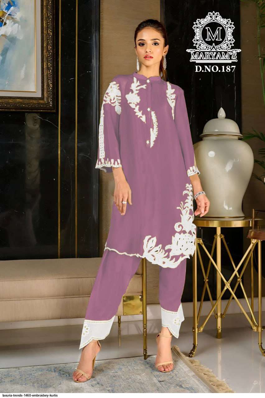 MARYAM’S - 187 HEAVY CREPE EMBROIDERY CO-ORD SET - 00104