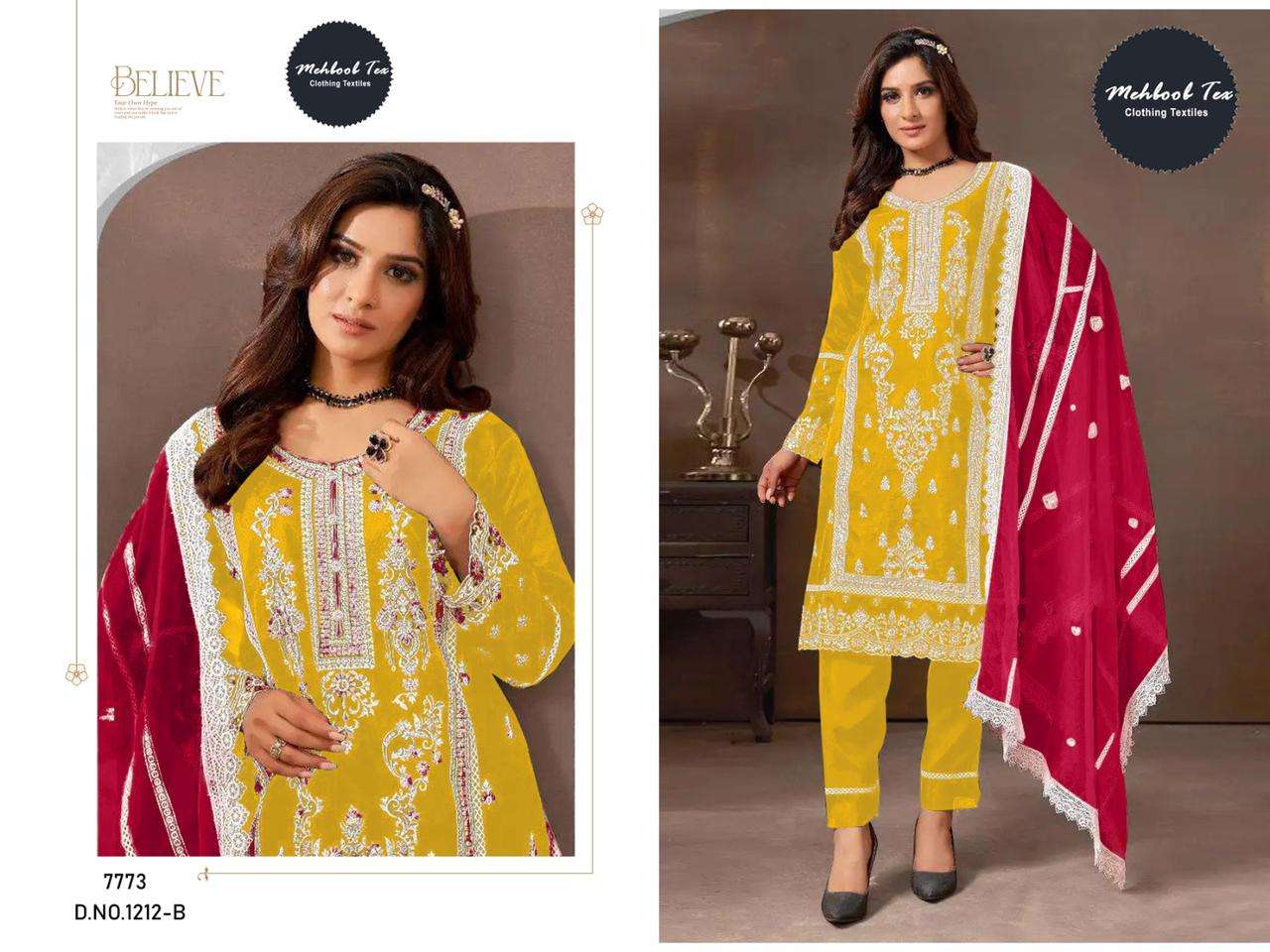MEHBOOB TEX 1212 SERIES ORGANZA EMBROIDERY DRESSES-00062