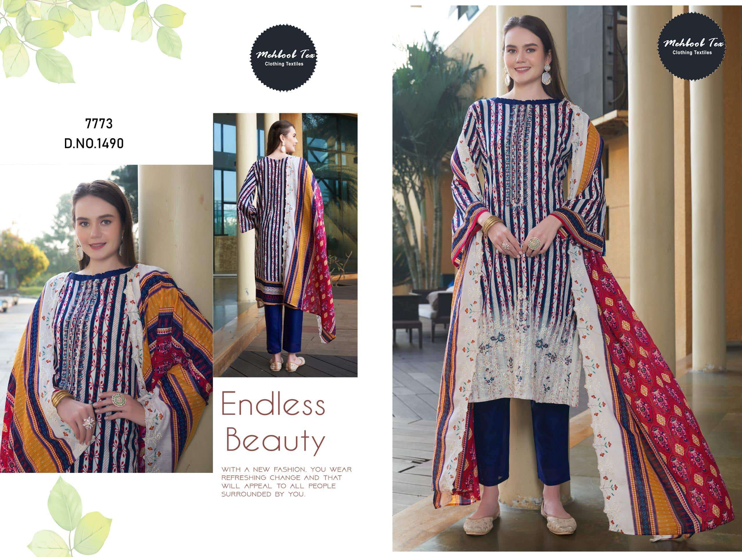 MEHBOOB TEX 1490 COTTON PRINTED EMBROIDERY DRESSES-00071