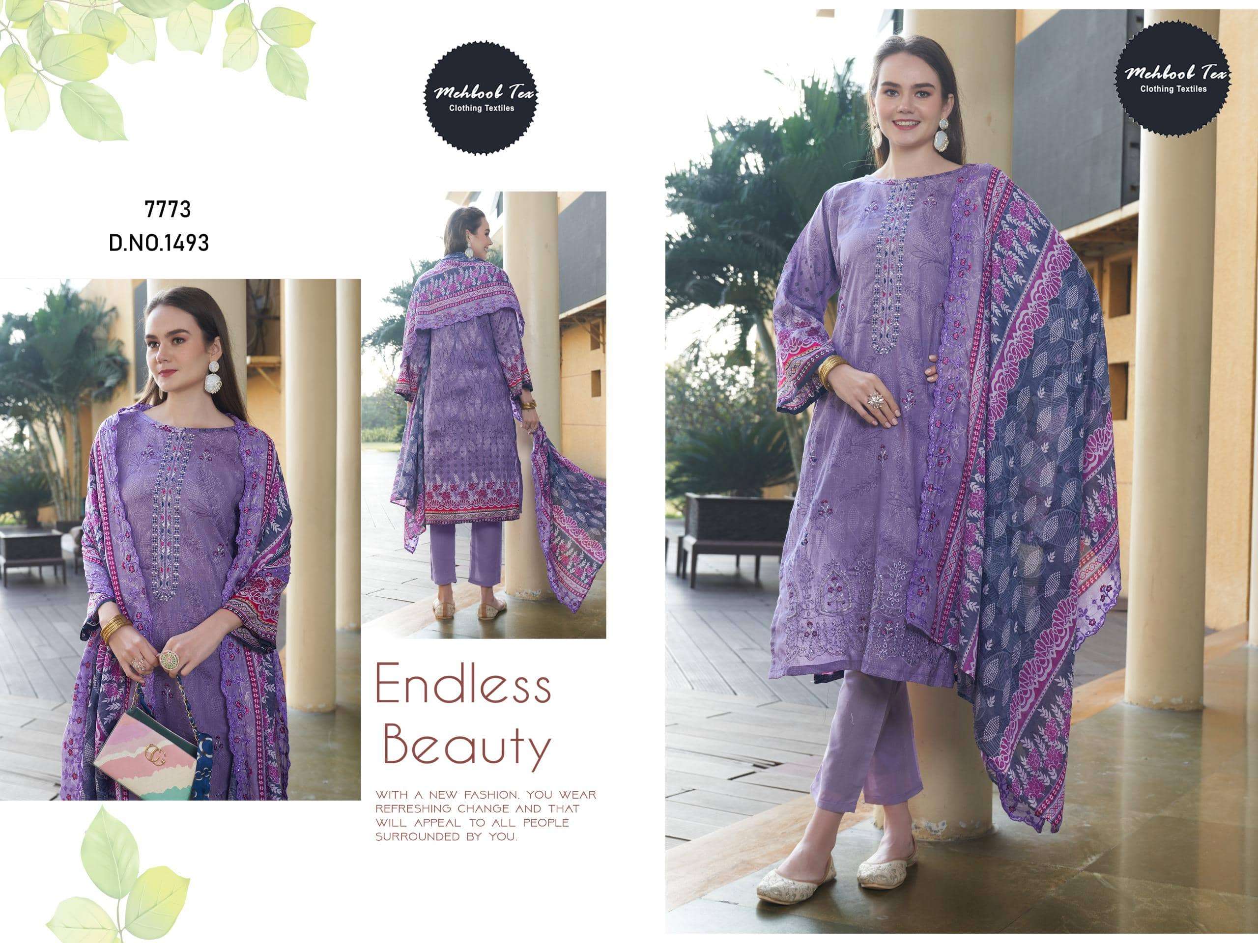 MEHBOOB TEX 1493 COTTON PRINTED EMBROIDERY DRESSES-00071