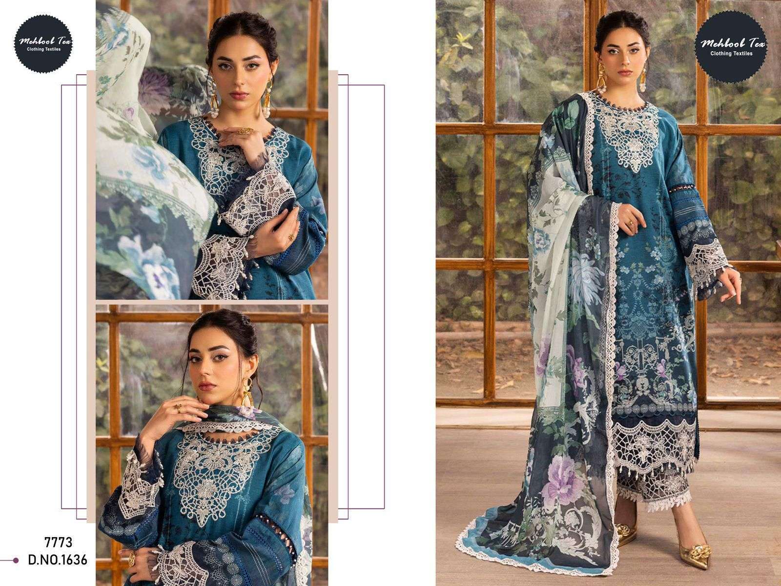 MEHBOOB TEX M-1636-39 SERIES PURE COTTON PRINTED EMBROIDERY DRESSES-00071