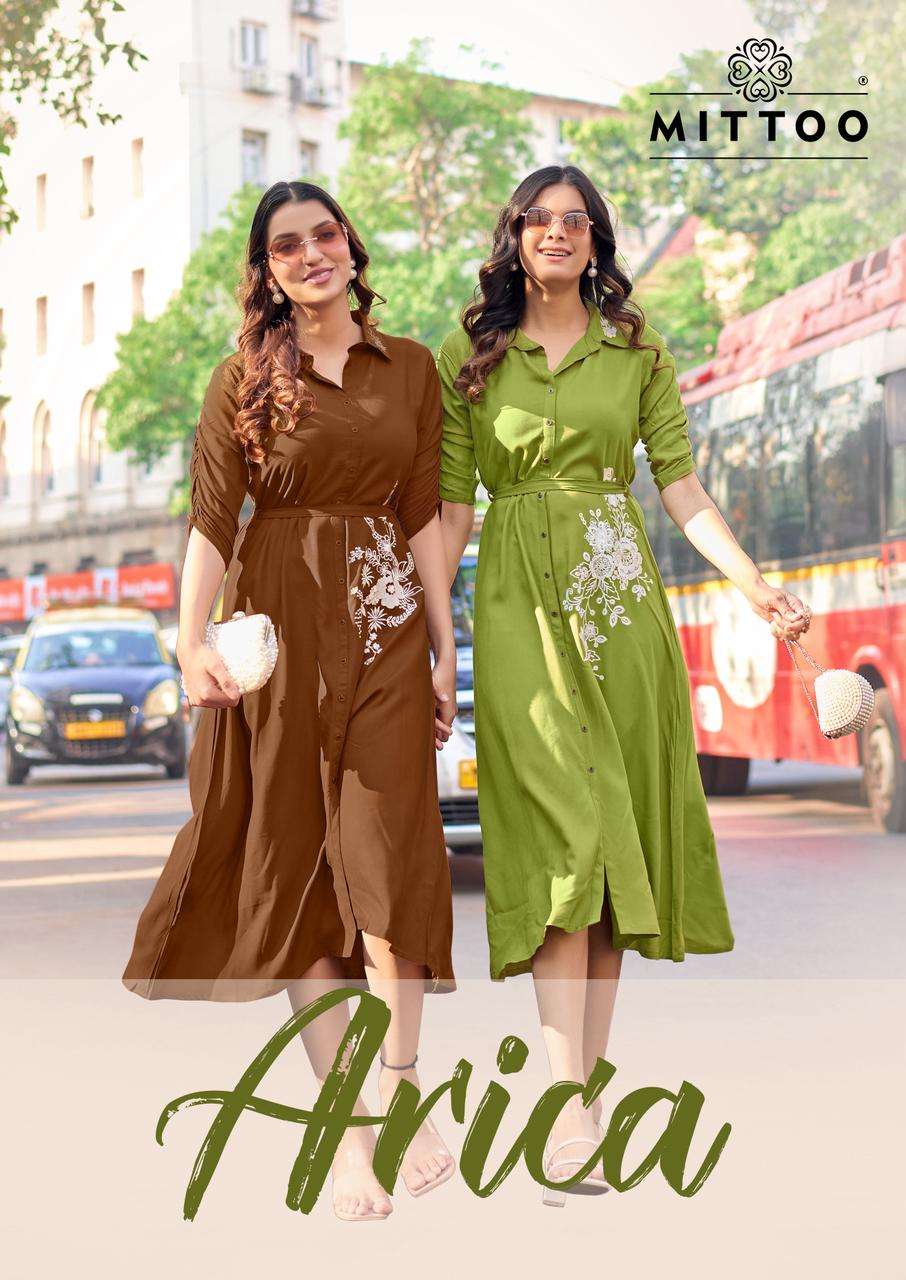 MITTOO ARICA 2001 TO 2006 SERIES RAYON HANDWORK TUNICS-00014