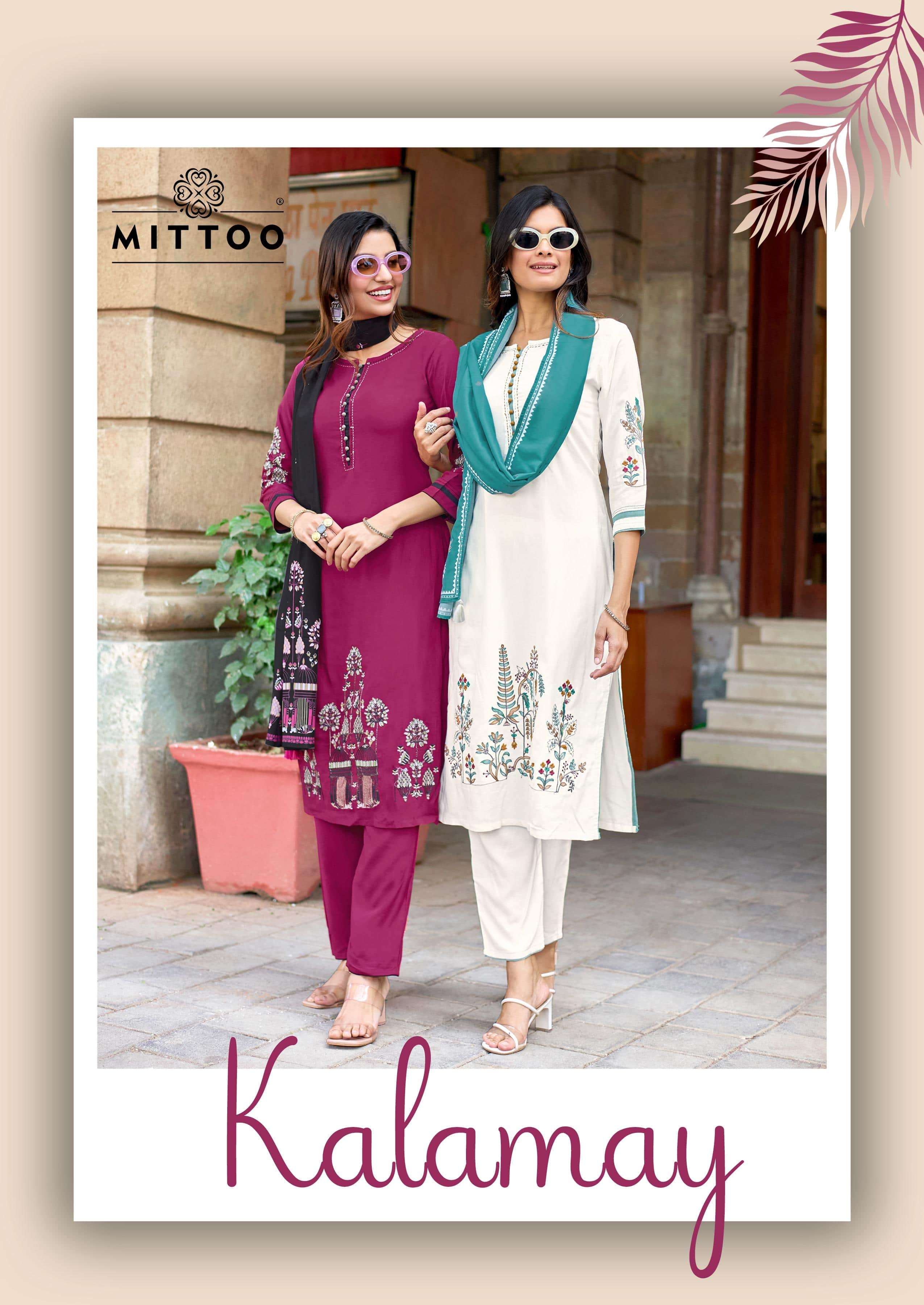 MITTOO KALAMAY 3001 TO 3006 SERIES RAYON HANDWORK DRESSES-00014