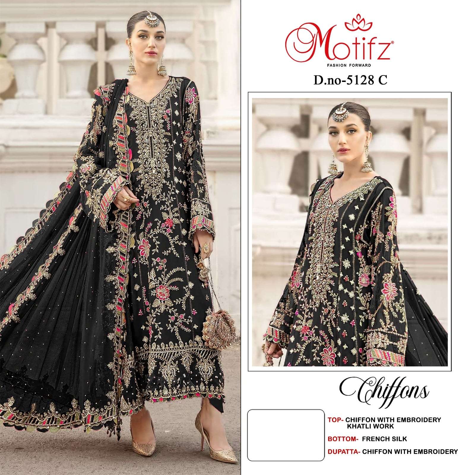 MOTIFZ 5128 NX PURE CHIFFON EMBROIDERY PAKSIATNI DRESSES-00201