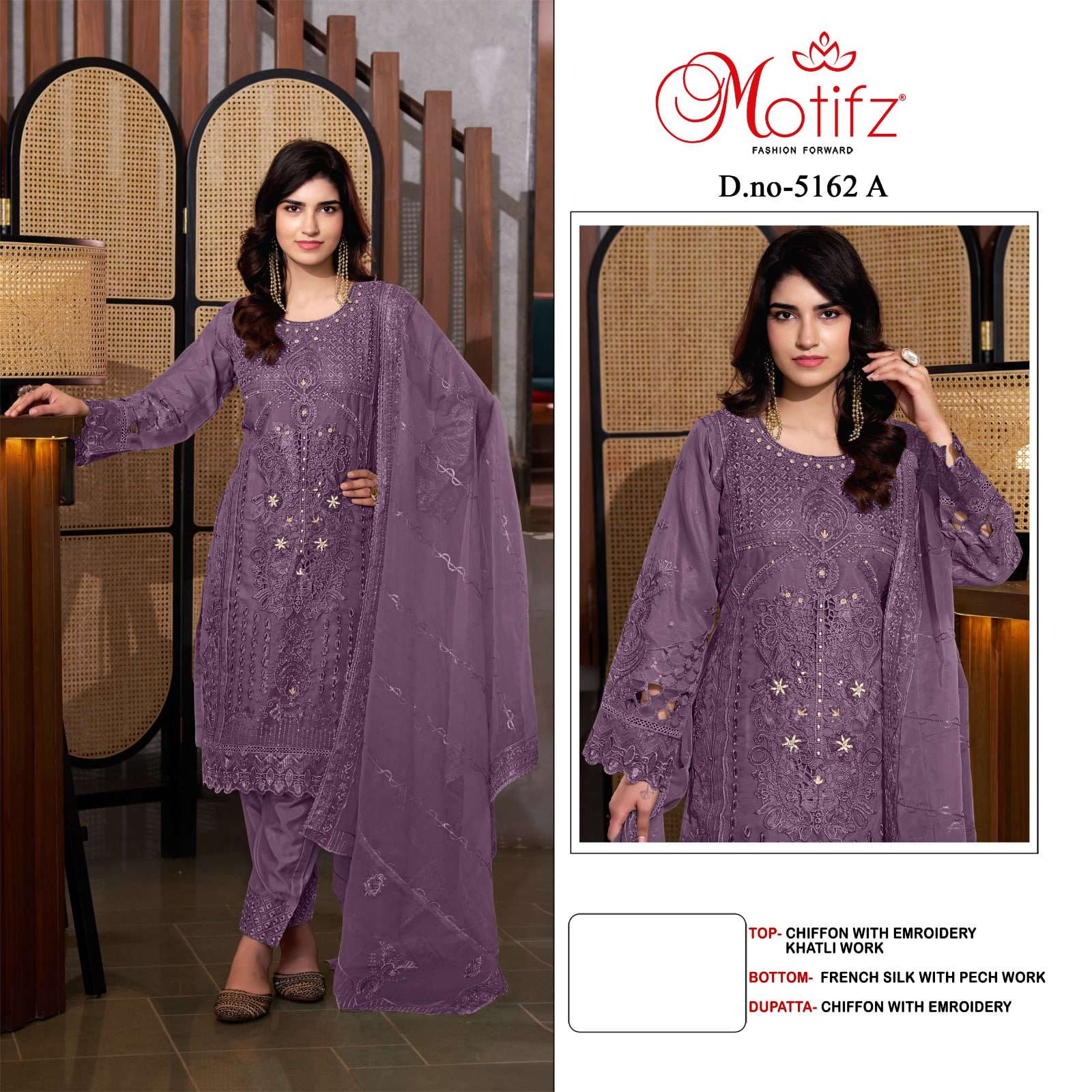 MOTIFZ 5162 A TO D SERIES PURE CHIFFON EMBROIDERY PAKISTANI DRESSES-00201