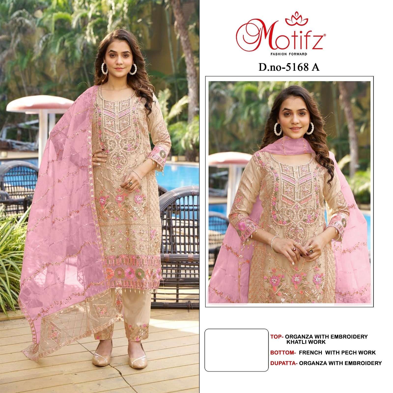MOTIFZ 5168 A TO D SERIES PURE ORGANZA EMBROIDERY PAKISTANI DRESSES-00201