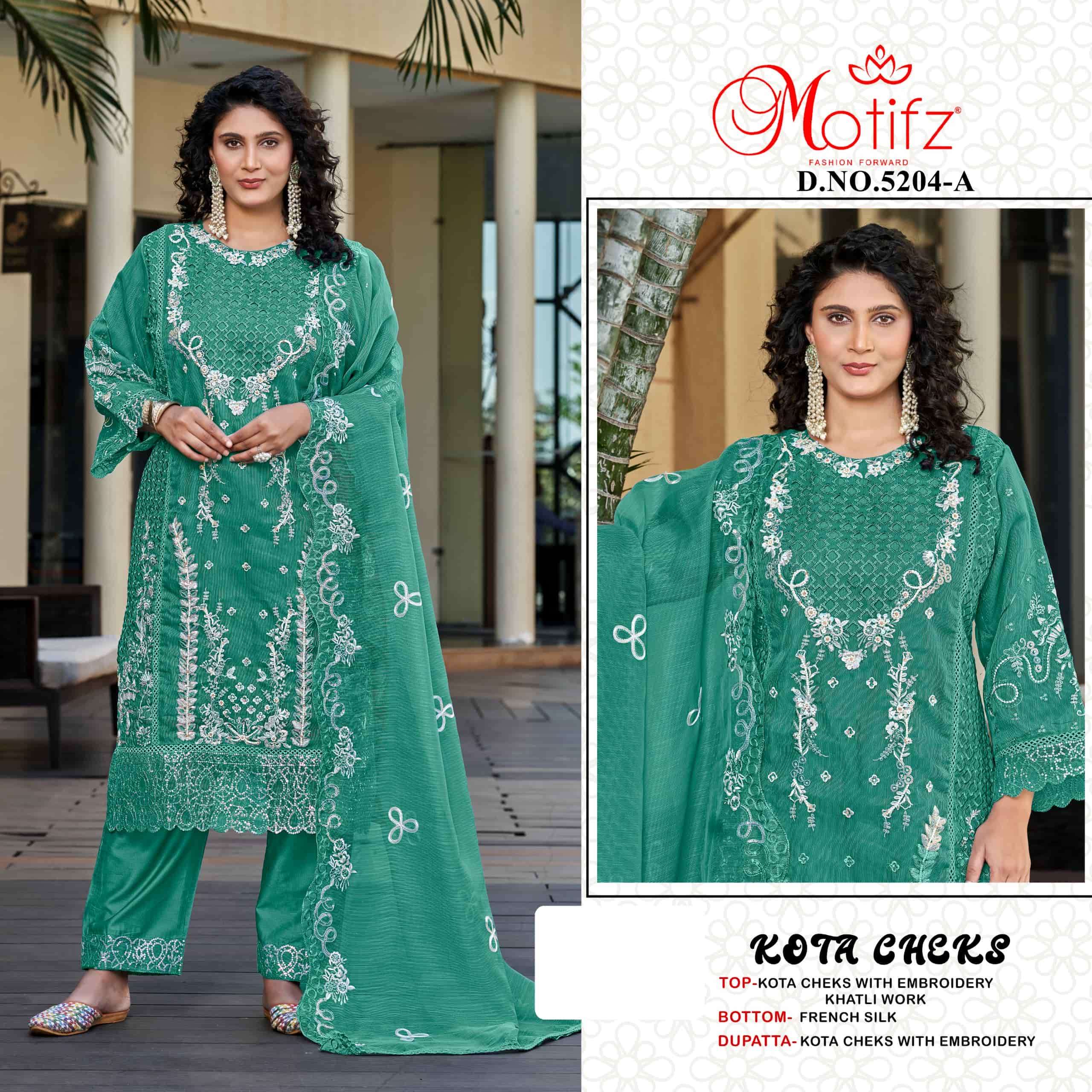 MOTIFZ 5204 A TO D SERIES PURE FANCY EMBROIDERY PAKISATNI DRESSES-00201