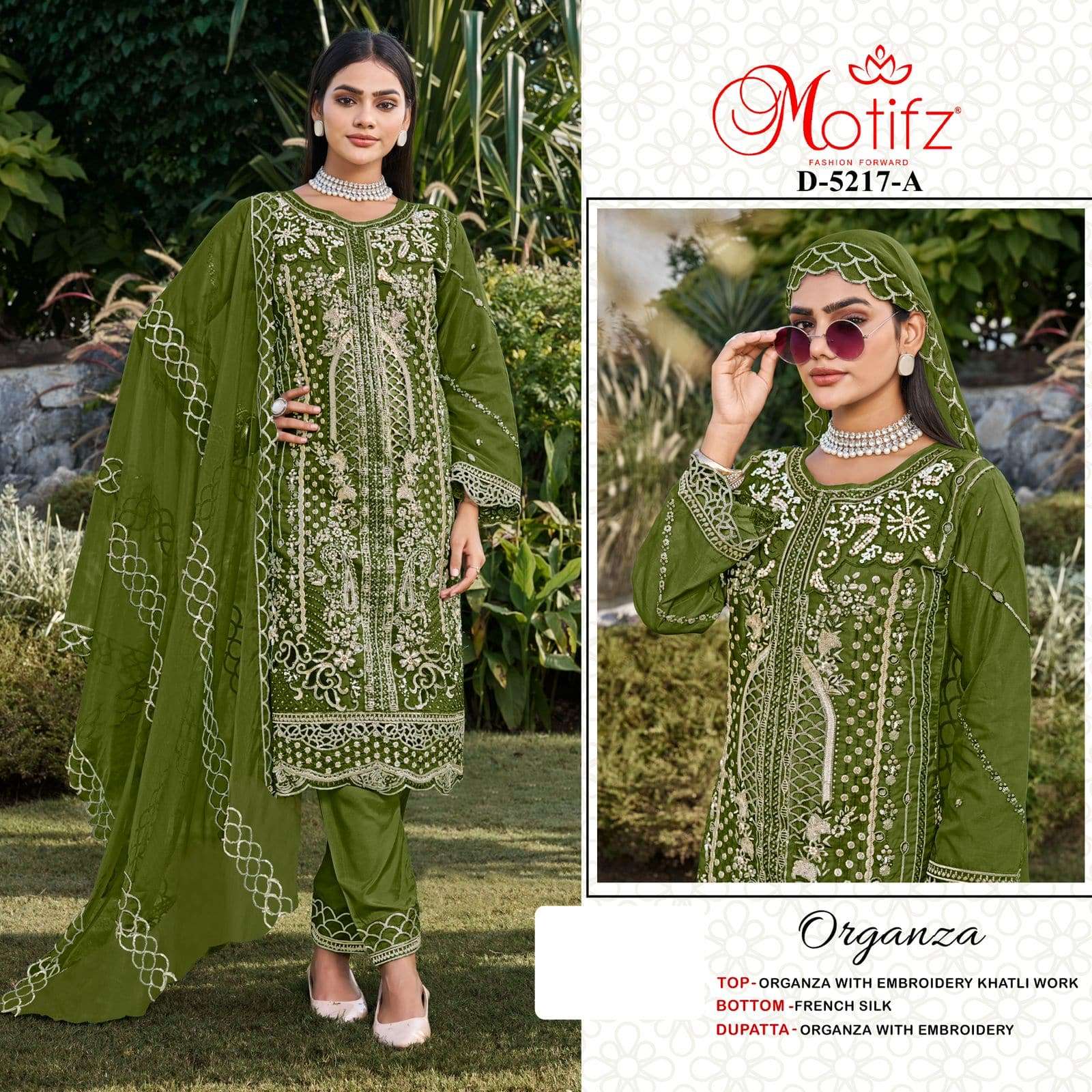 MOTIFZ 5217 A TO D SERIES ORGANZA EMBROIDERY PAKISATNI DRESSES-00201