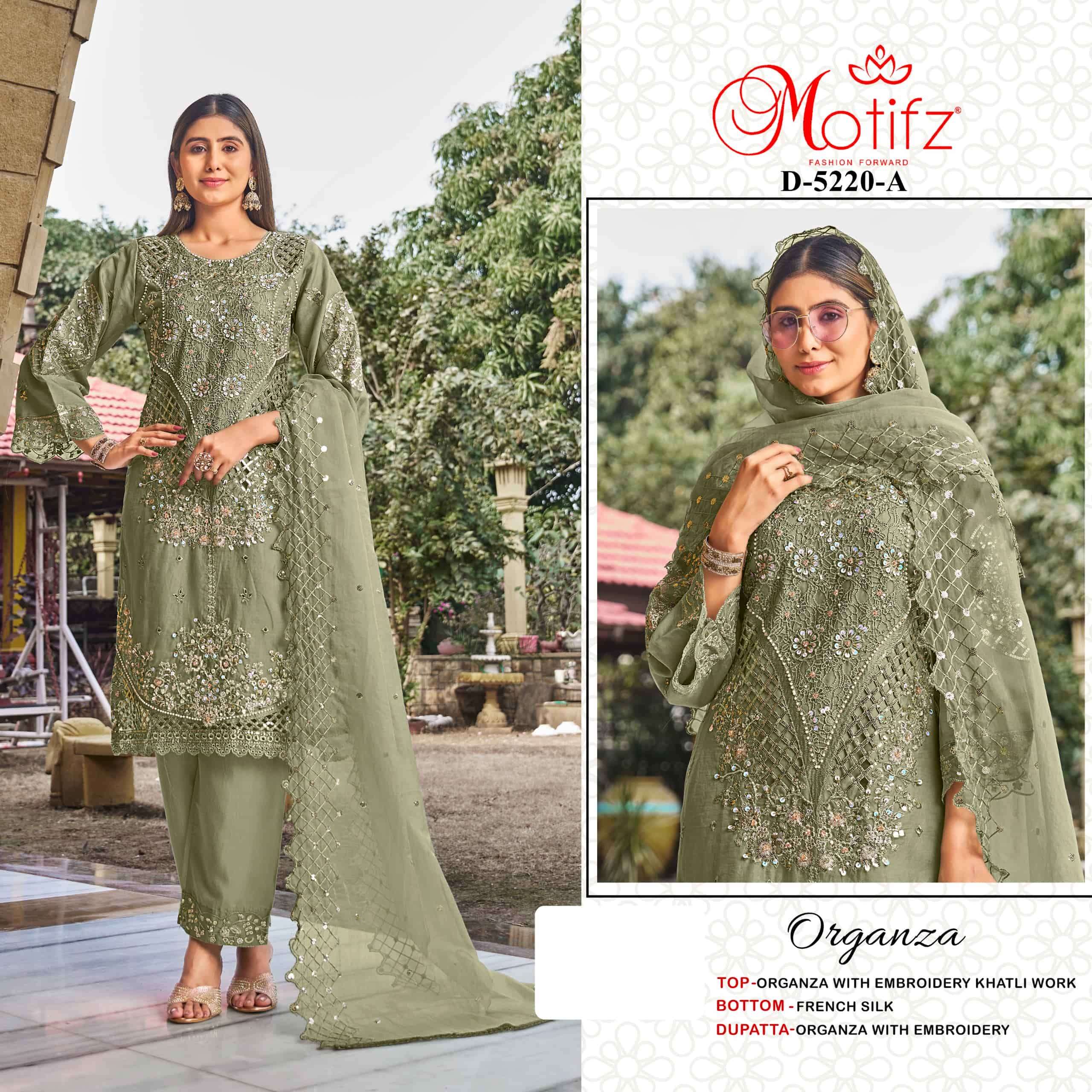 MOTIFZ 5220 A TO D SERIES ORGANZA EMBRODIERY PAKISATNI DRESSES-00201