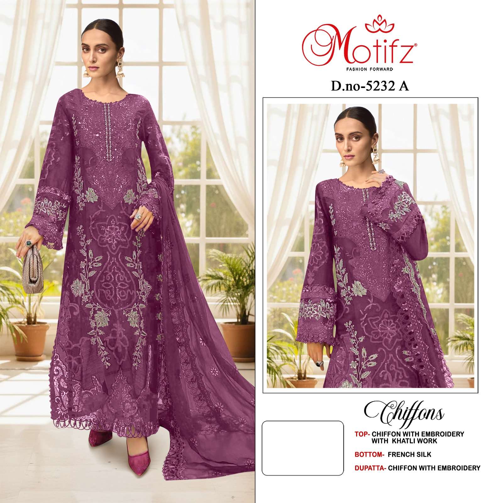MOTIFZ 5232 A TO D SERIES CHIFFON EMBROIDERY DRESSES-00201