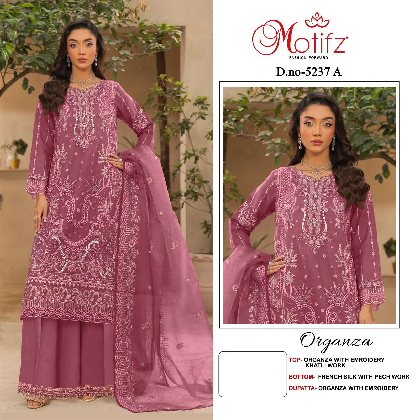 MOTIFZ 5237 A TO D SERIES ORGANZA EMBROIDERY PAKISATNI DRESSES-00201