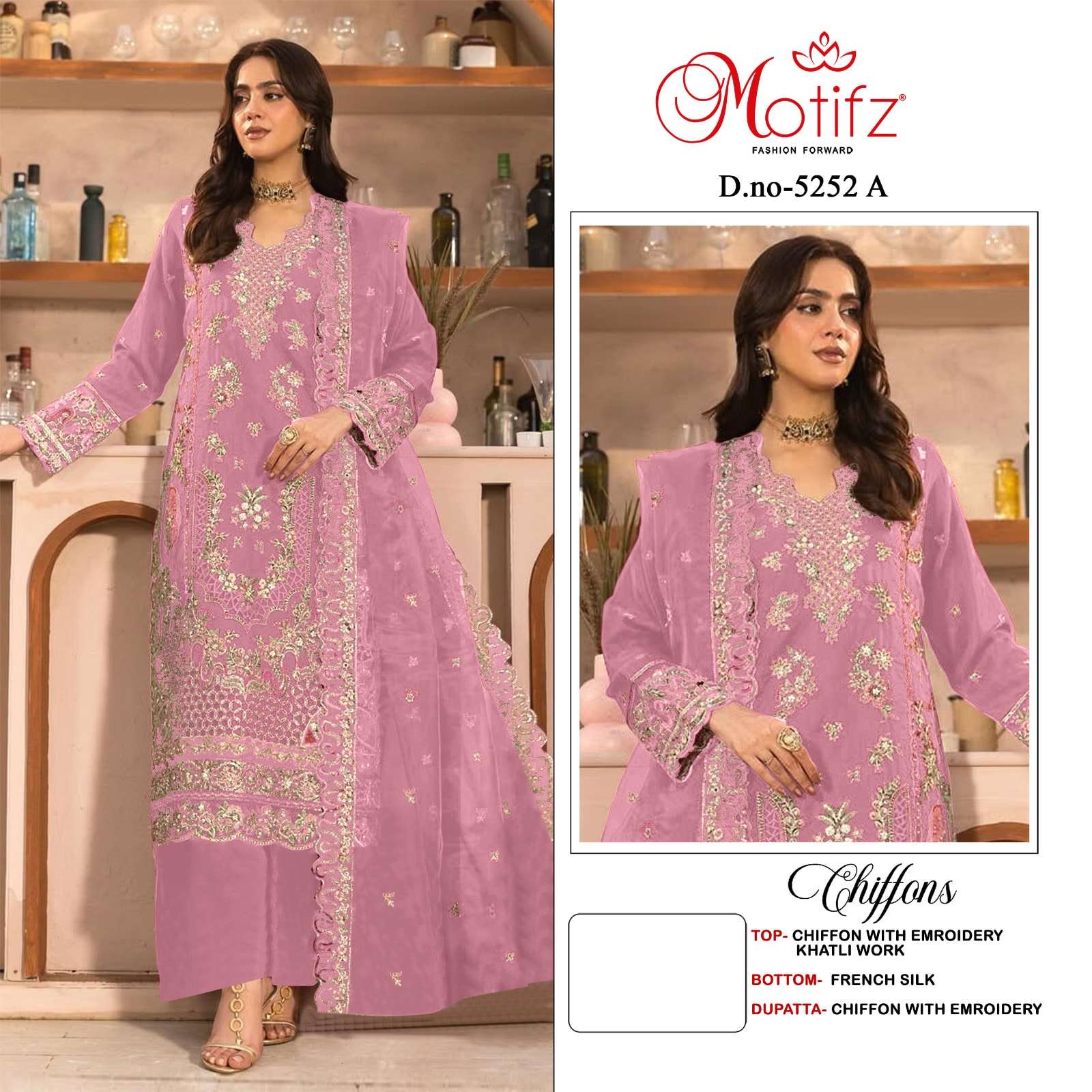 MOTIFZ 5252 A TO D SERIES CHIFFON EMBROIDERY DRESSES-00201