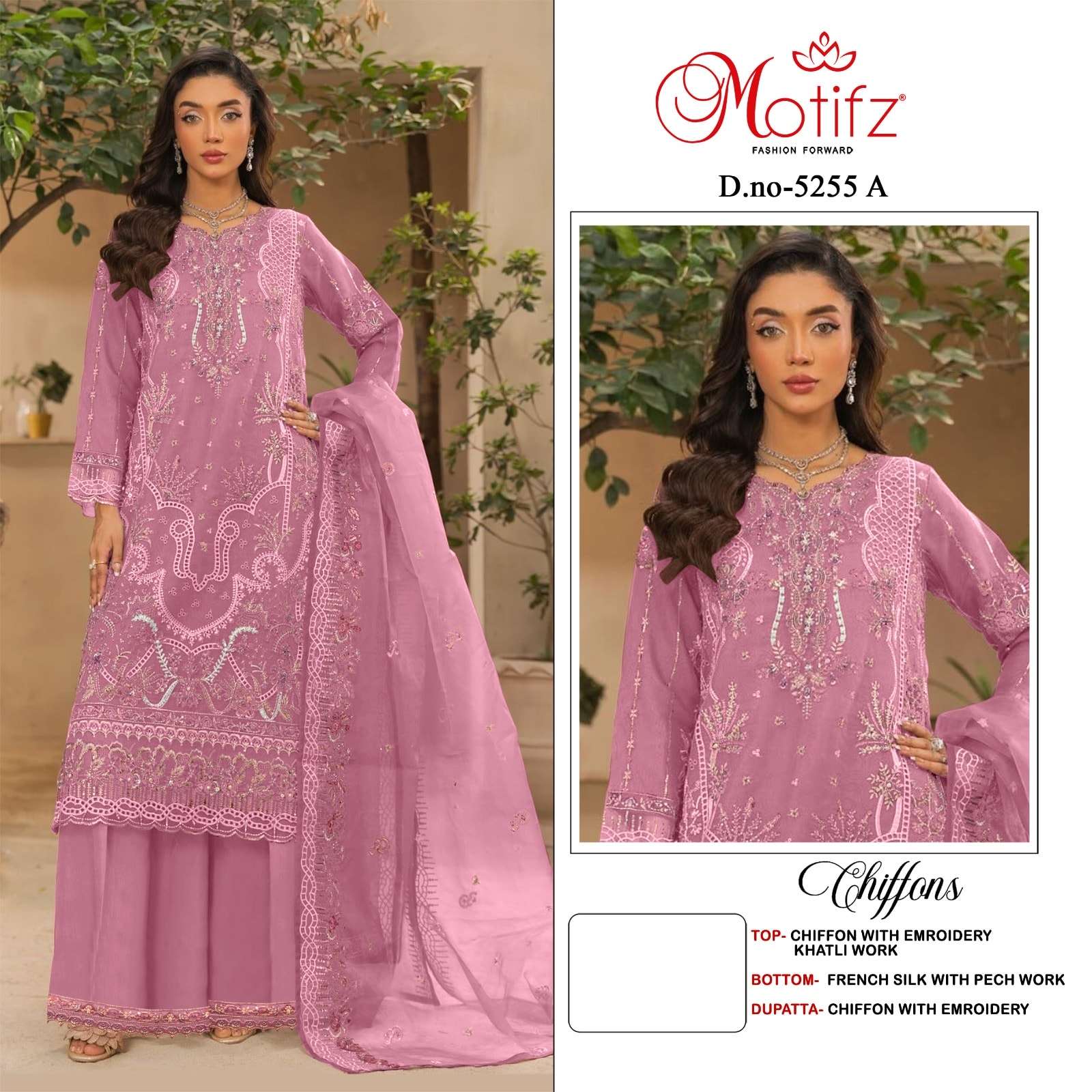 MOTIFZ 5255 A TO D SERIES CHIFFON EMBROIDERY DRESSES-0201