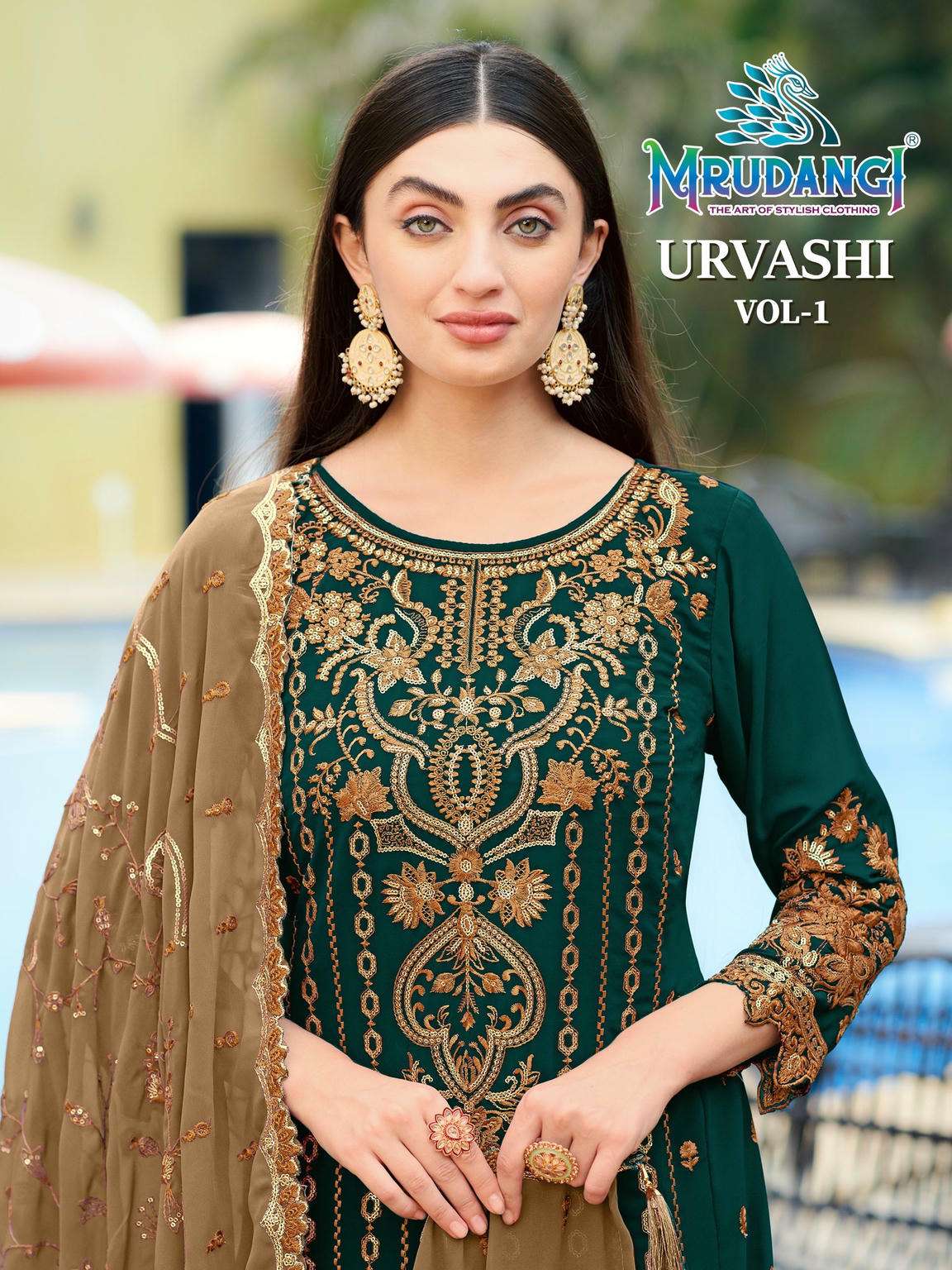 MRUDANGI URVASHI VOL-1 GEORGETTE DRESS MATERIAL WITH EMBROIDERY - 00095