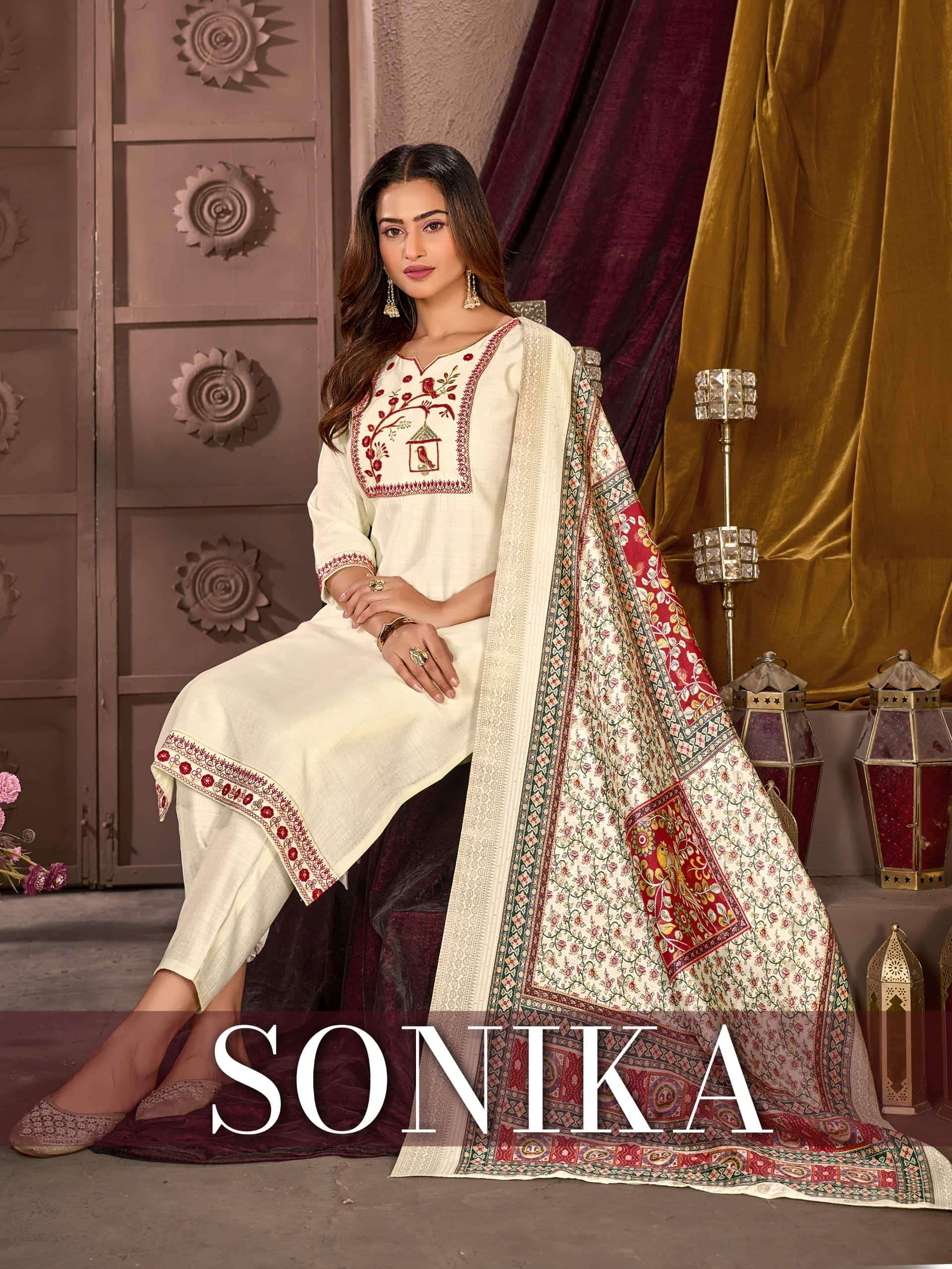 MUKESH SONIKA VERTICAN SILK STITCHED PUNJABI SUIT WITH DUPTTA-00097