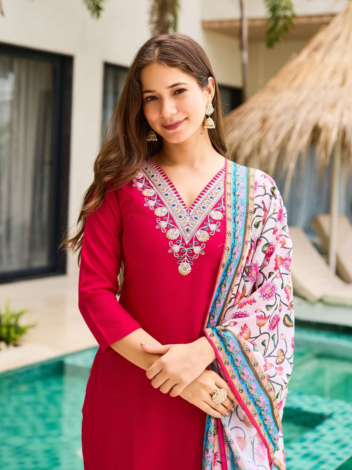 NAAZ BY ASLIWHOLESALE RAYON EMBROIDERY DRESSES WITH DUPATTA-00265