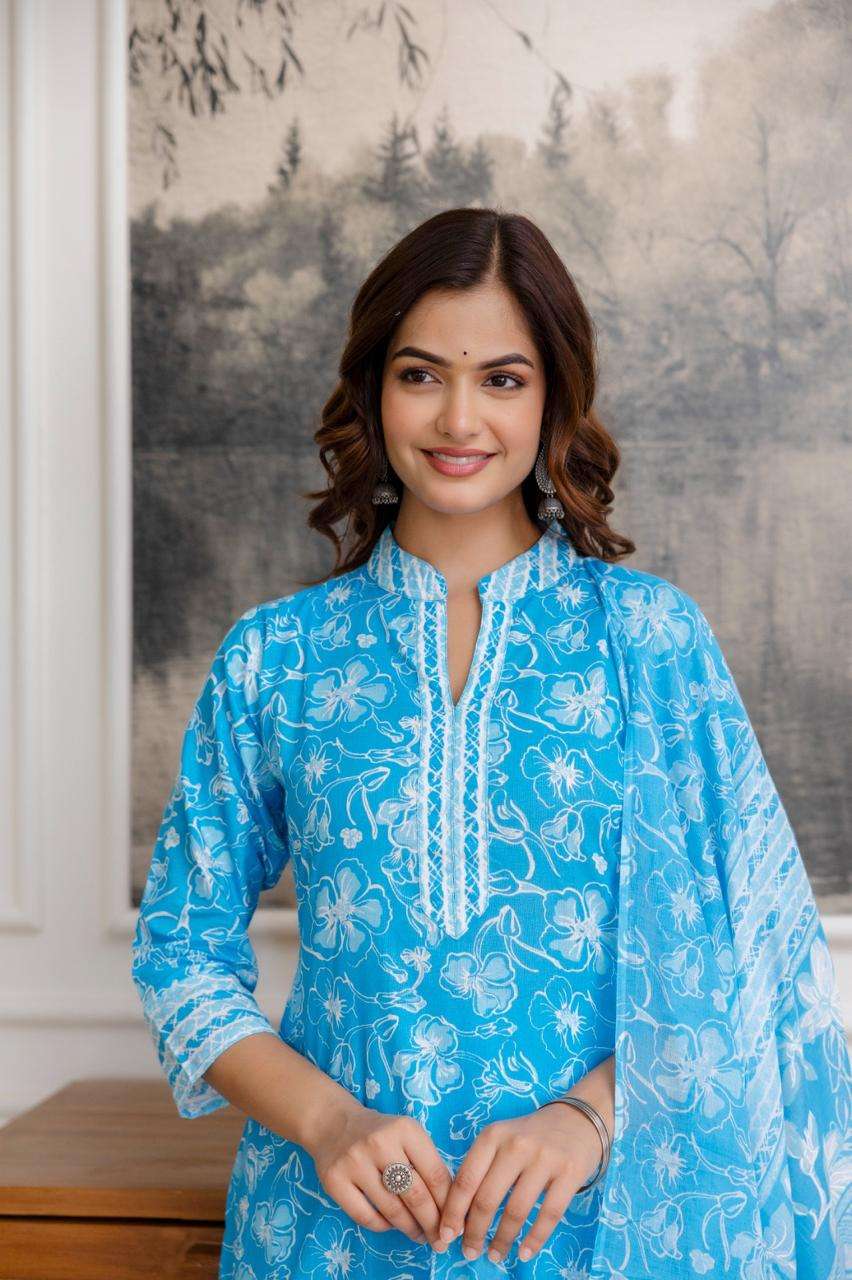 NEETI VOL--43 BY ASLIWHOLESALE COTTON SUIT SET WITH DUPATTA -00239