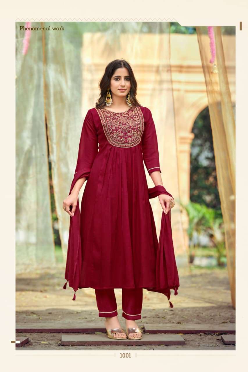 OSSM NOOR 1001 TO 1006 SERIES CHANDERI EMBROIDERY DRESSES-00014