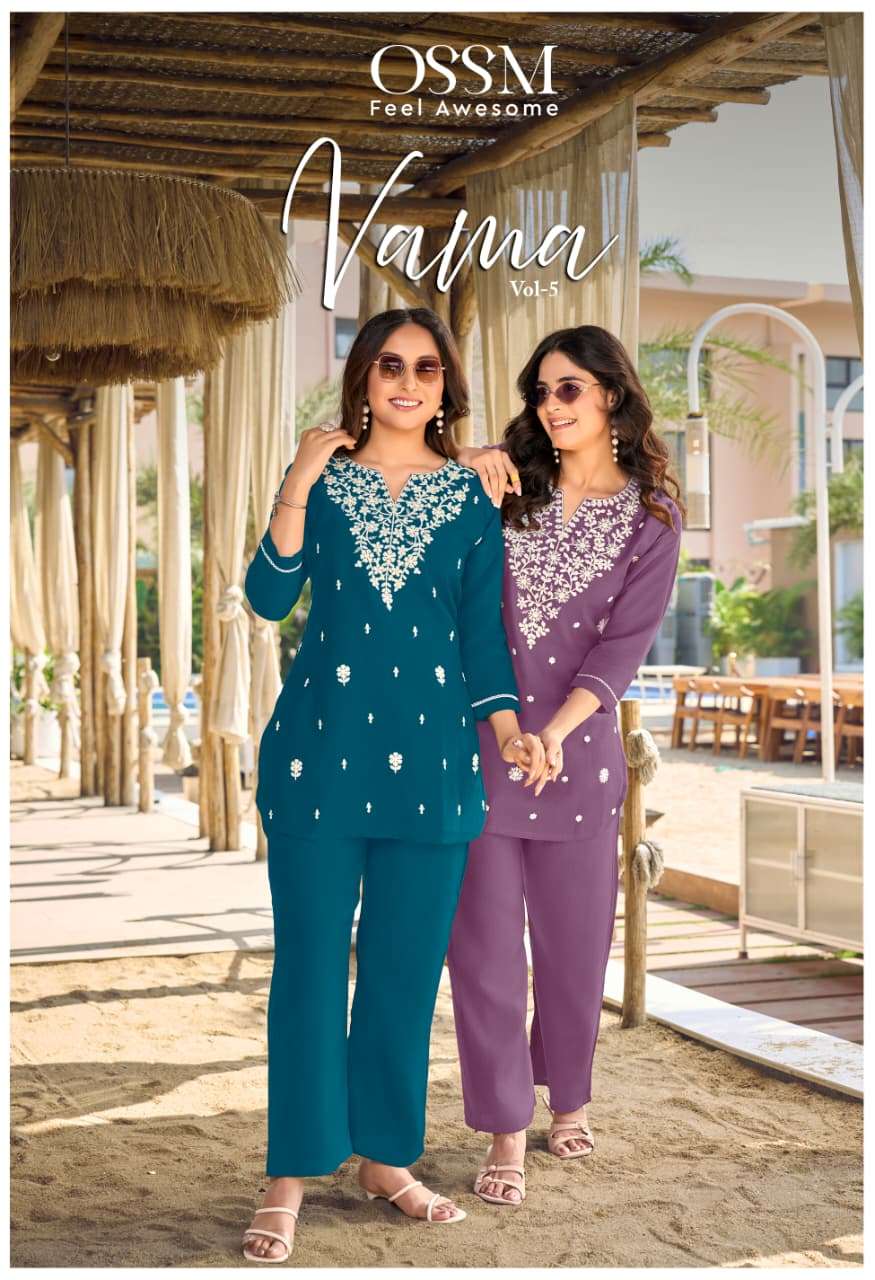 OSSM VAMA VOL-05 1001 TO 1006 SERIES VISCOSE SILK EMBROIDERY CO-ORD SET-00014