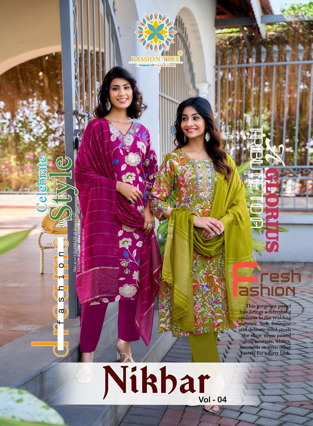 PASSION TREE NIKHAAR VOL-04 4001 TO 4008 SERIES RAYON PRINTED EMBROIDERY DRESSES-00140
