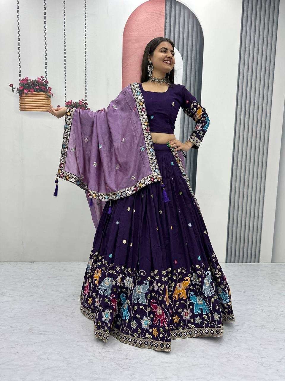 PC-545 COLOUR BY ASLIWHOLESALE VICHITRA SILK EMBROIDERY LEHENGAS-00045