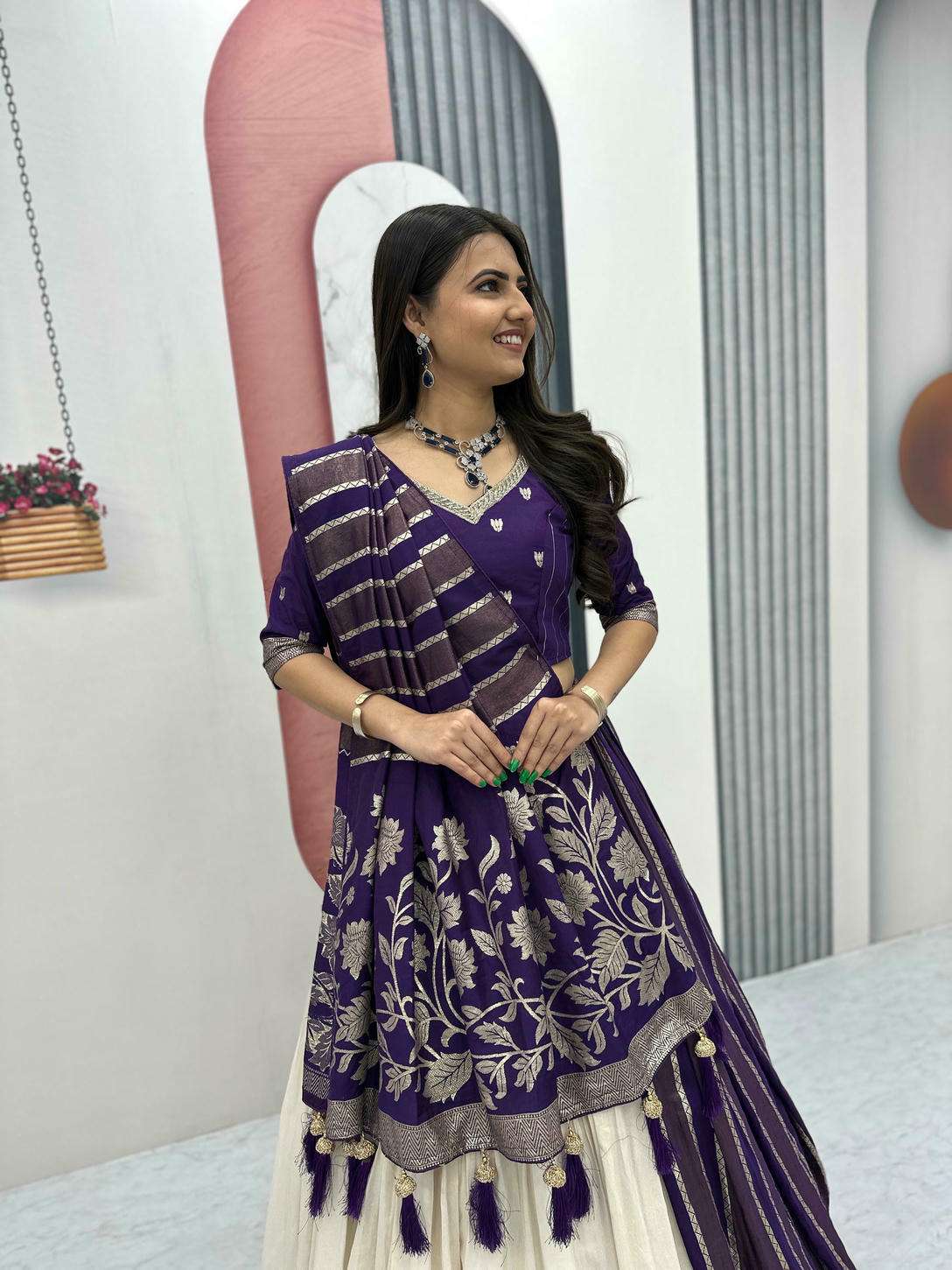 PC-560 BY ASLIWHOLESALE JACQUARD SILK EMBROIDERY LEHENGAS-00045