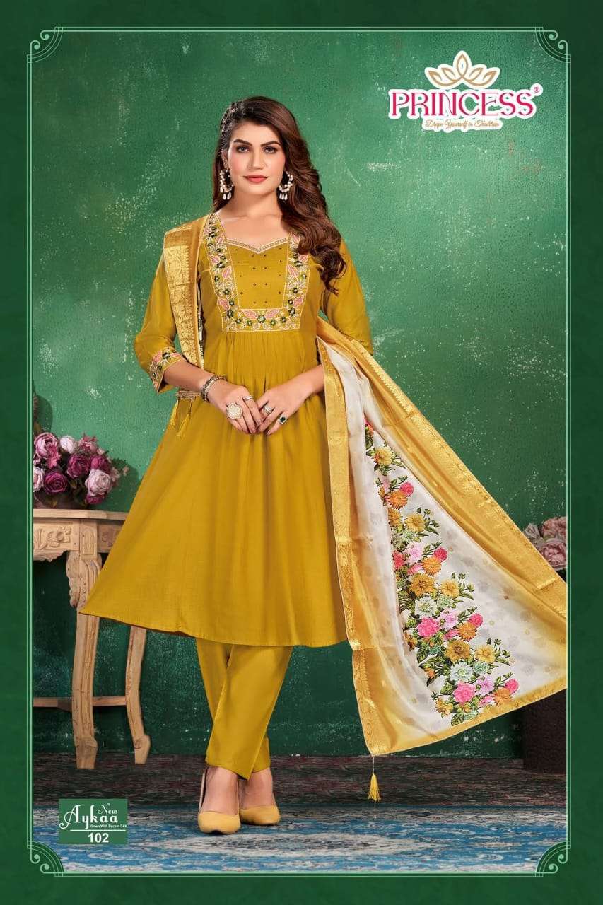 PRINCESS AYKAA 101 TO 106 SERIES BERLIN SILK EMBROIDERY ANARKALI-00320