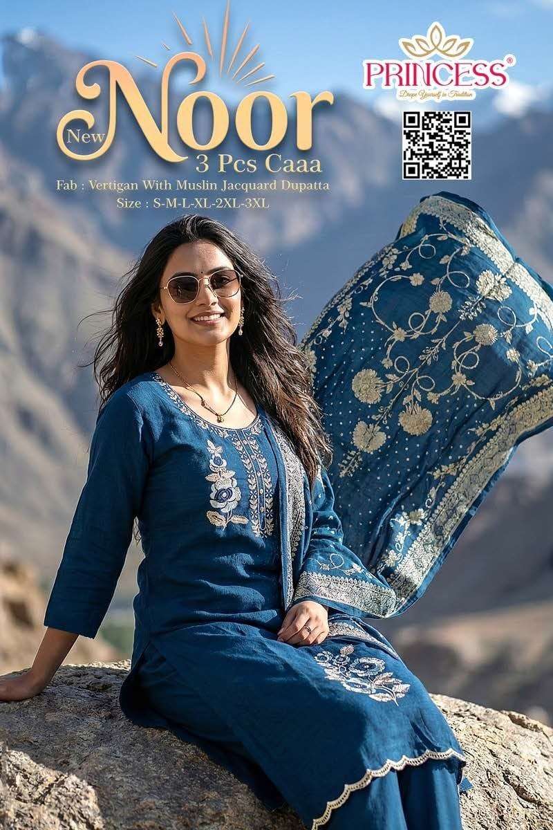 PRINCESS NOOR 101 TO 106 SERIES MUSLIN EMBROIDERY STITCHED PUNJABI SUITS-00320