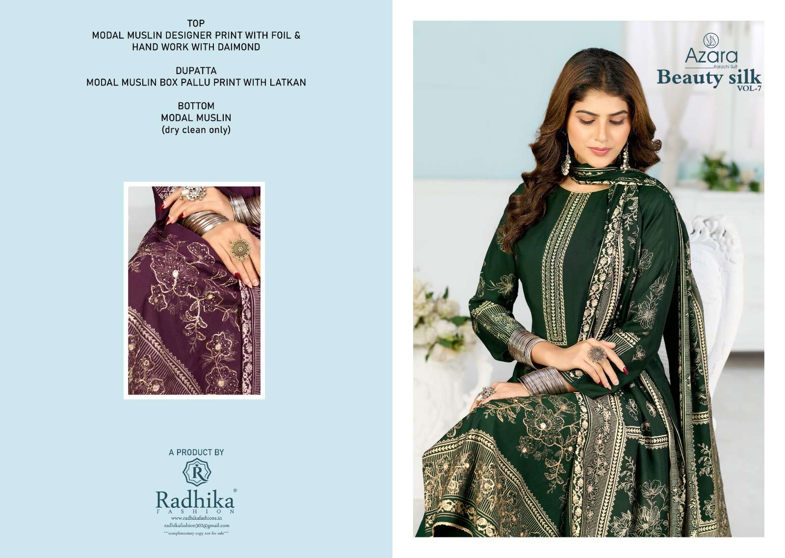  RADHIKA FASHION AZARA BEAUTY SILK VOL-07 88001 TO 88004 SERIES PURE MUSLIN DRESSES-00011