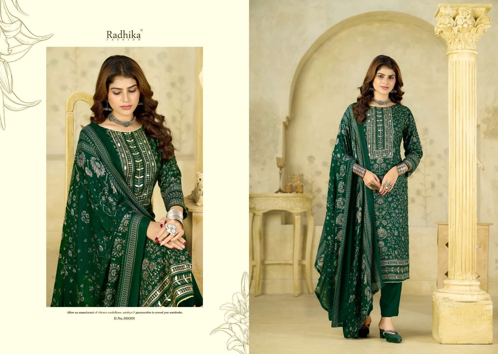 RADHIKA FASHION AZARA FIROZA 88001 TO 88004 SERIES PURE VISCOSE PRINTED DRESSES-00011