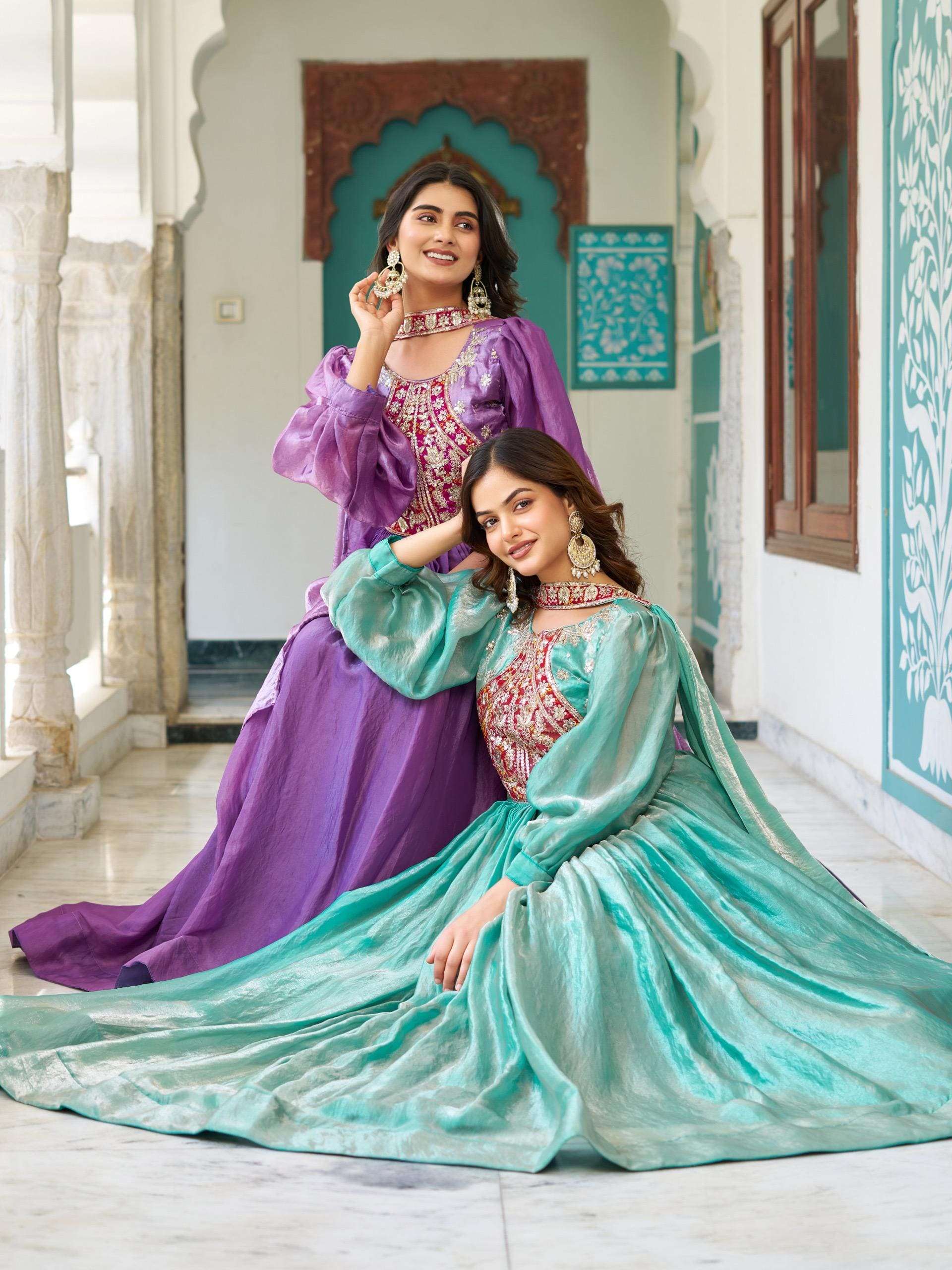 RM-146 BY ASLIWHOLESALE DESIGNER PURE FENDY SILK EMBROIDERY GOWN-00236