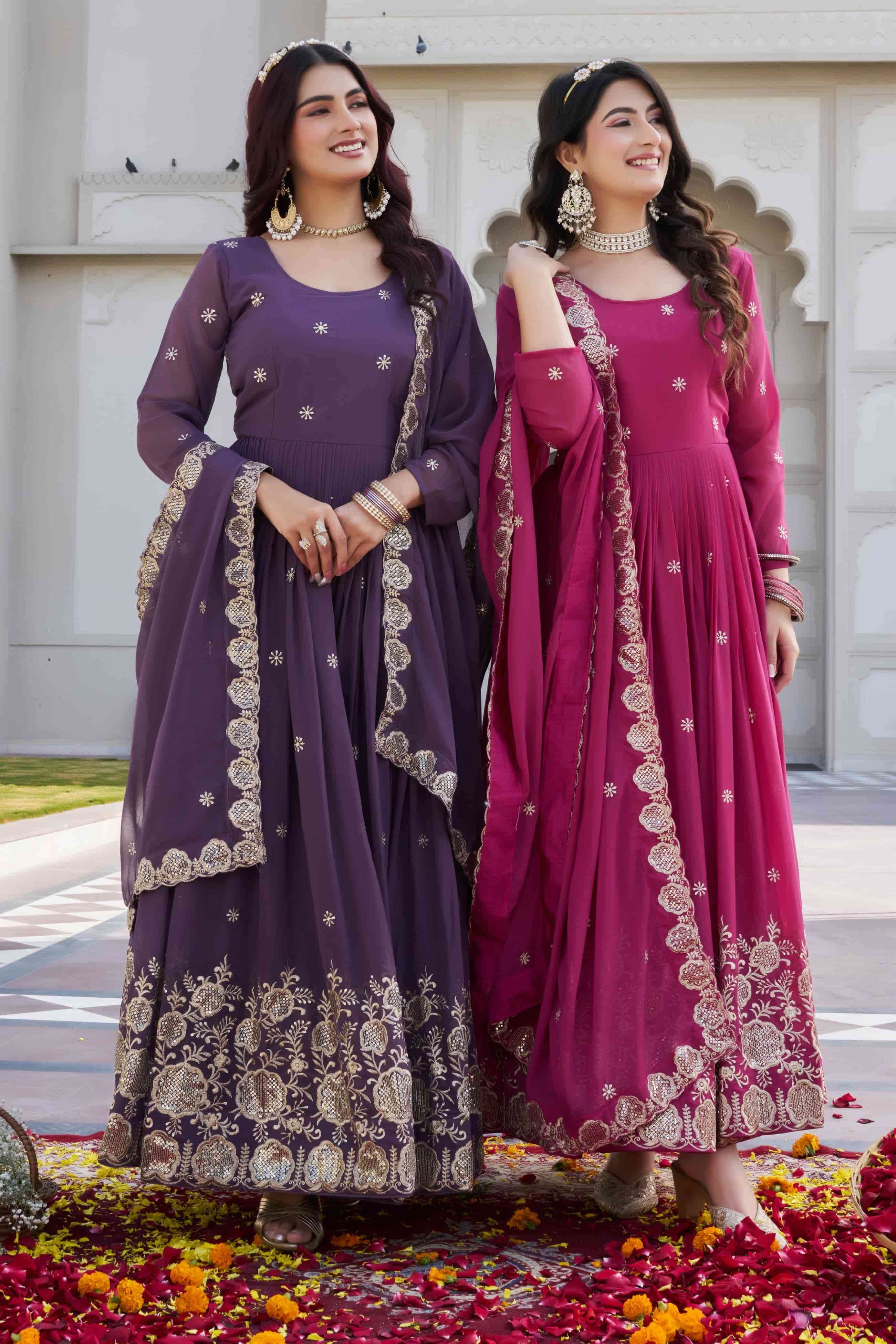 RM-153 BY ASLIWHOLESALE FAUX GEORGETTE ANARKALI AND DUPTTA SET-00236