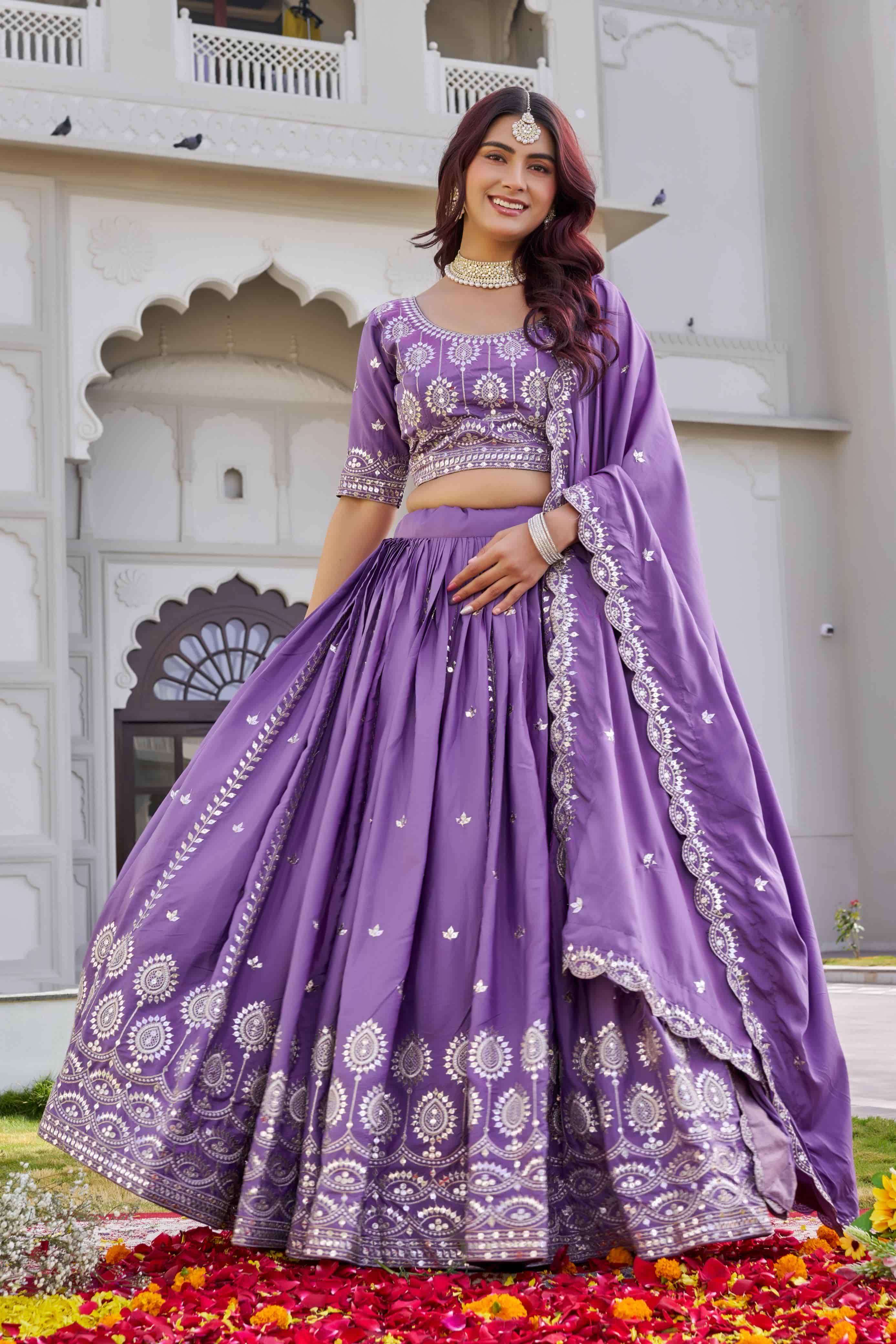 RM-154 BY ASLIWHOLESALE CREPE SILK LEHENGAS-00236