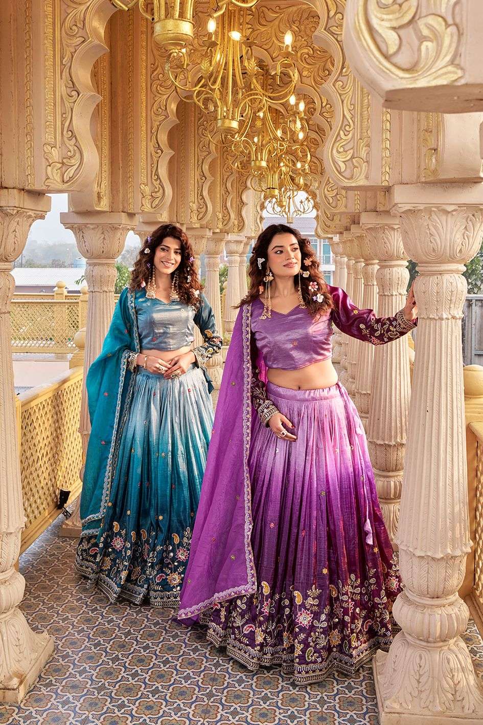 RM-159 BY ASLIWHOLESALE GOLD CRUSH EMBROIDERY LEHENGAS-00236