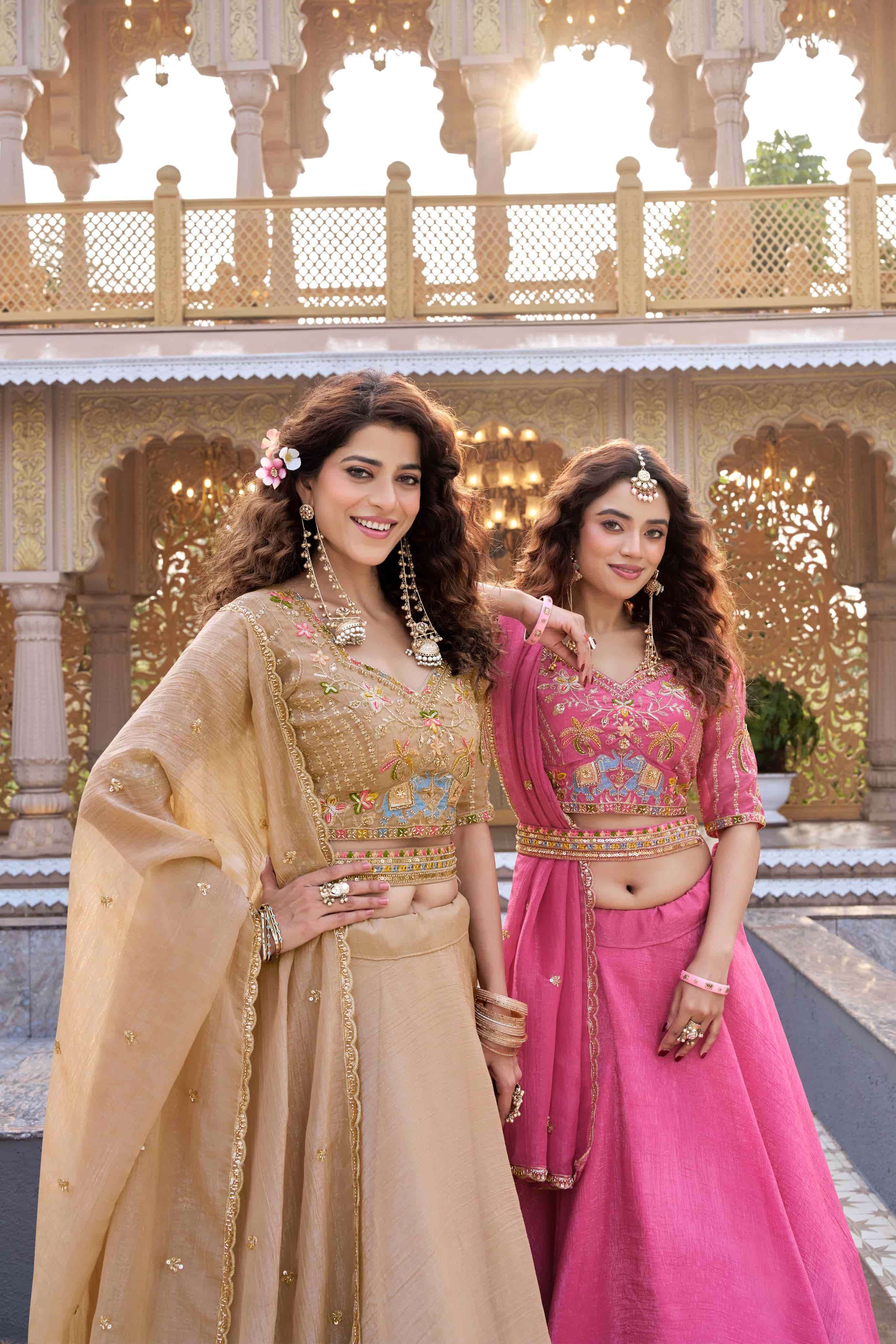 RM-160 BY ASLIWHOLESALE CRUNCY SILK SEMI-STITCHED LEHENGAS-00236