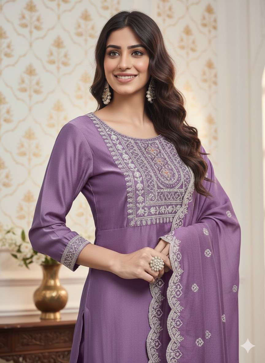 RUMEHA BY ASLIWHOLESALE VISCOSE EMBROIDERY DRESSES WITH DUPTTA-00265